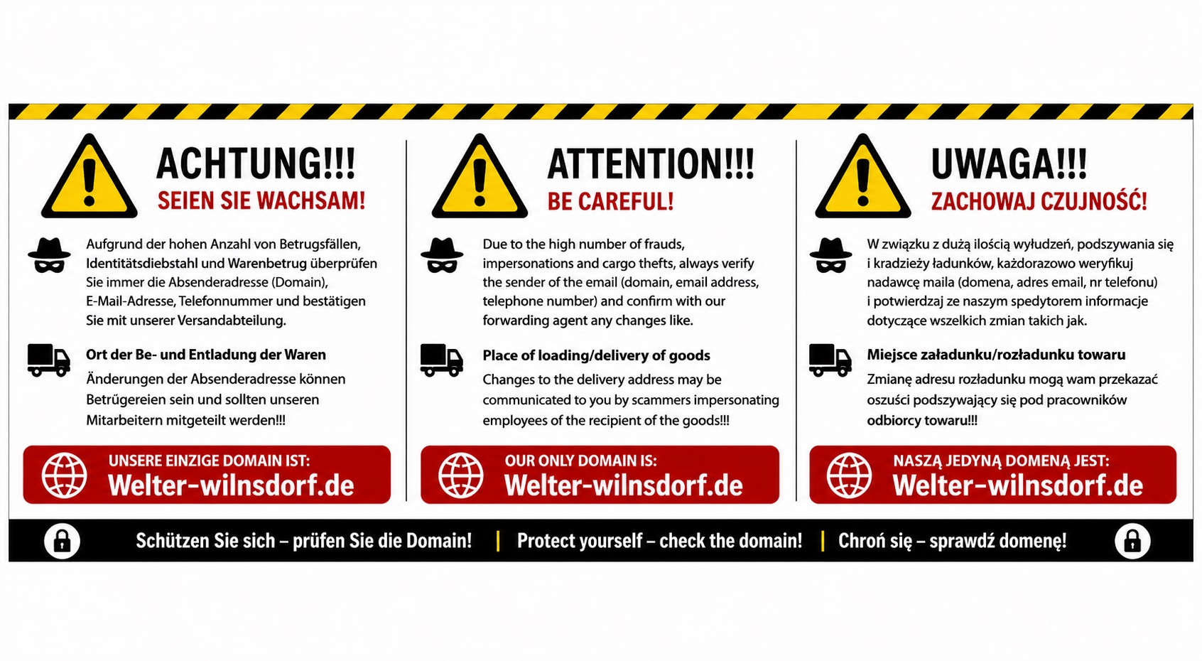 Achtung Warnung vor Betrug
